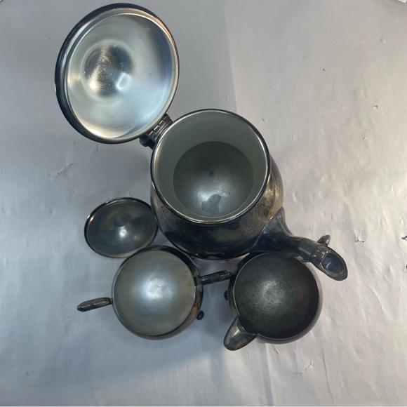 Vintage 5th Ave Silver plate silverplate coffee tea set pot creamer sugar bowl - Picture 3 of 8